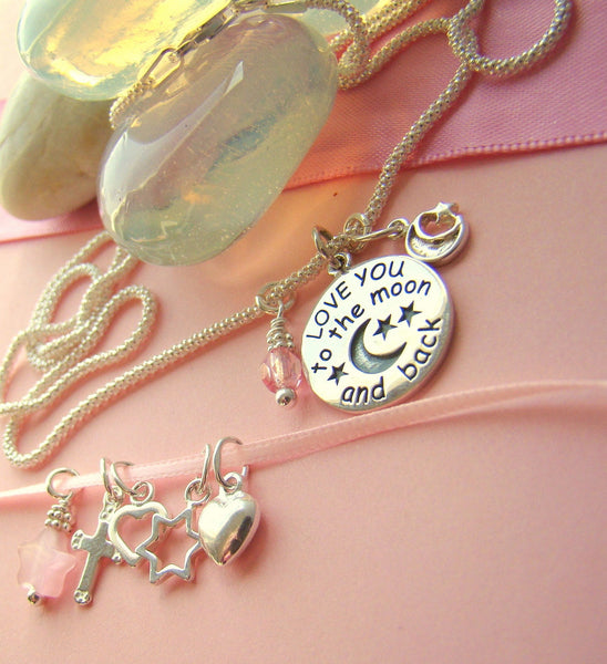 Love You to the Moon and Back Sterling Silver Necklace