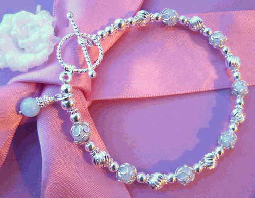 Aquamarine March Gemstone Birthstone or Swarovski Crystal Birth Month Bracelet