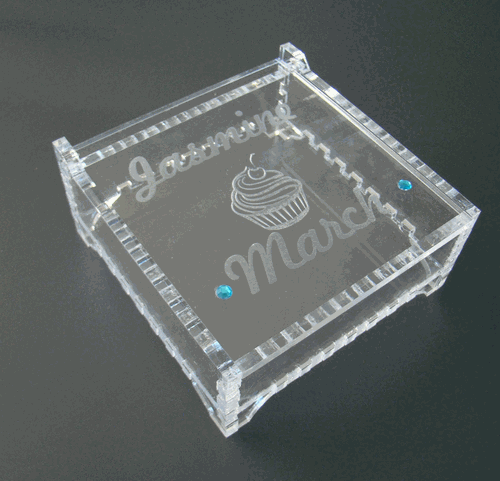 Elegant Clear Glass Like Birthstone Gemstone Custom Name Jewelry Box