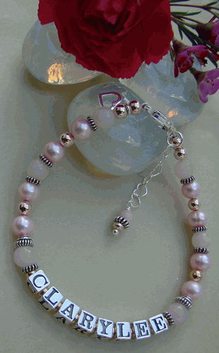 Peruvian Pink Opal Birthstone October Gemstone Name Bracelet