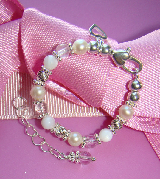 April Birthstone Gemstone Sterling Silver Baby Child Adult Bracelet
