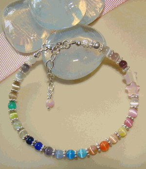 Make Your Own Colored Cats Eye Sterling Silver Bracelet