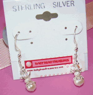 Sterling Silver Freshwater Pearl Angel Drop Birthstone French Wire Earrings