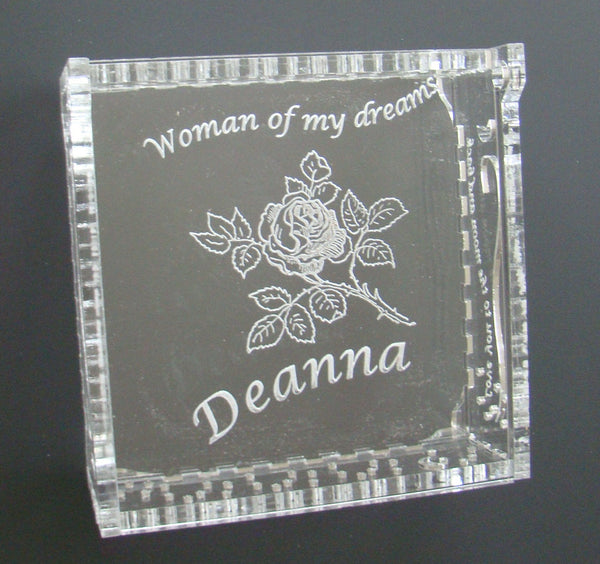 Engraved  Acrylic Jewelry Box with Name Personalization and Message