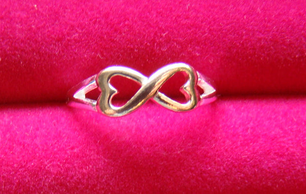 Infinity Infinite Hearts Rose Gold Silver Ladies Ring Size 7
