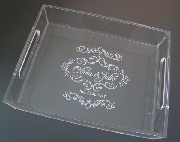 Elegant Clear Glass Like Custom Engraved Jewelry Tray