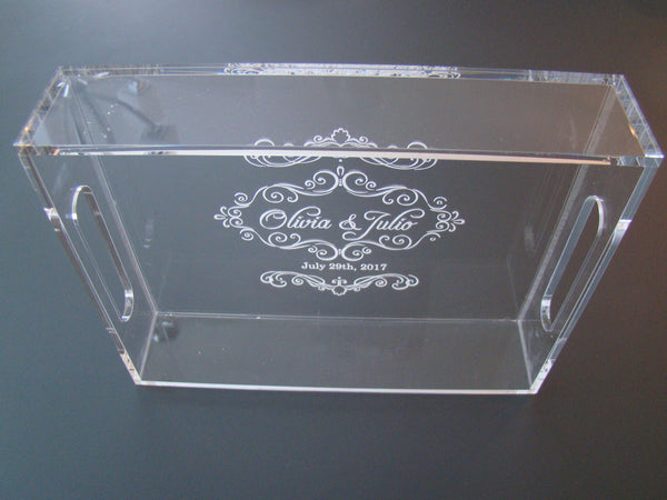 Elegant Clear Glass Like Custom Engraved Jewelry Tray