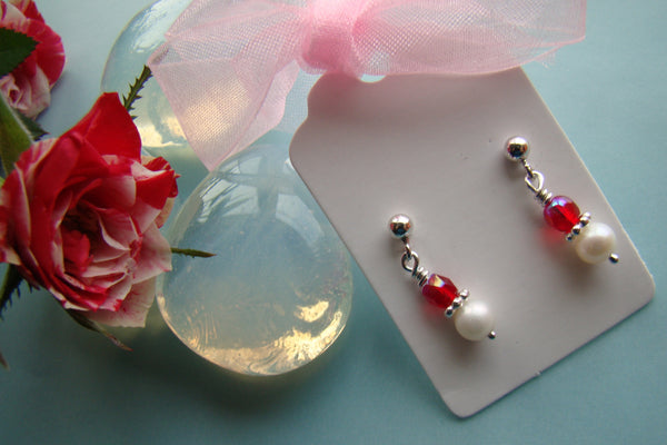 matching birthstone drop sterling silver earrings july ruby