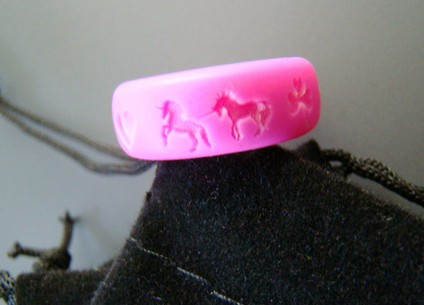Custom Unicorn Image Silicone Ring Pink Band