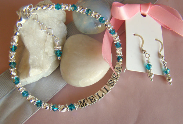 December Turquoise Custom personalized Name Bracelet