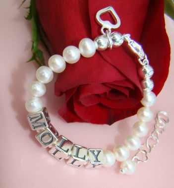 Wrapped in White Pearls Custom Baby Name Bracelet