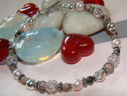 Passions of Rhodonite Spiritual Gemstone Sterling Silver Bracelet