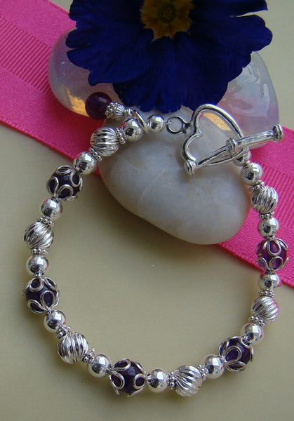 Amethyst February Gemstone or Crystal Birthstone Birth Month Bracelet