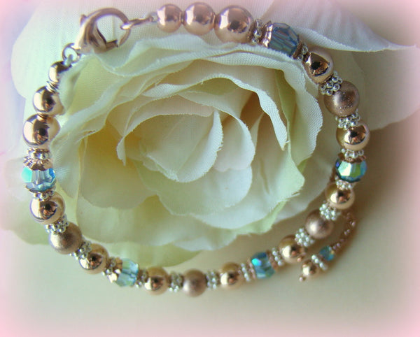 Rose Gold Filled 14-20K Swarovski Birthstone Name Adult Bracelet