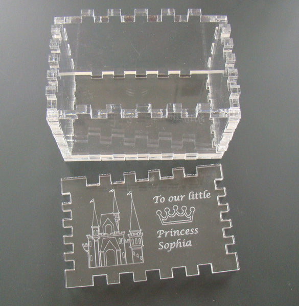Personalized Custom Name Printed Clear Acrylic Princess Castle Jewelry Box