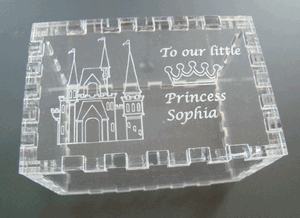 Personalized Custom Printed Clear Acrylic Princess Castle Jewelry Box