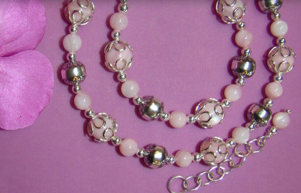 Mother and Daughter Soft Pink Mother of Pearl Matching Bracelets