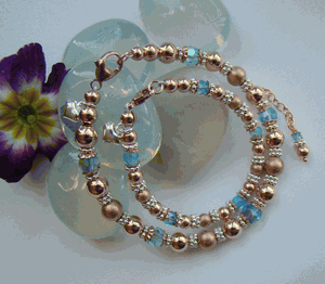 Aquamarine Rose Gold Filled 14-20K Mother Daughter Set of Birthstone Bracelets