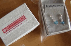 Sterling Silver Fire Czech Crystal Ball Stud Drop Earrings