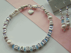 Swarovski Crystal Family Mother Birthstone Double Name Bracelet
