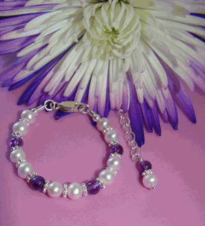 Freshwater Pearls and Amethyst Gemstone February Birthstone Bracelet