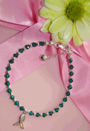 Sterling Silver Organ Donor Awareness Emerald Green Bracelet
