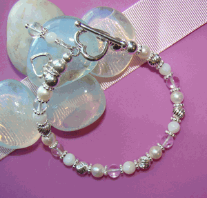 Natural White Gemstones Sterling Silver April Birthstone Ladies Adult Bracelet