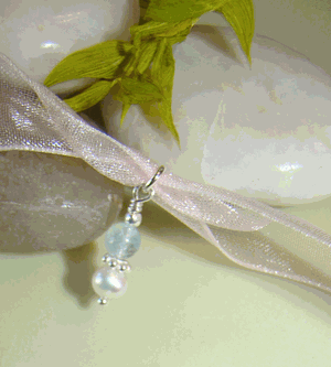 White Pearl Bright Bali Gemstone Birthstone Bracelet or Necklace Charm