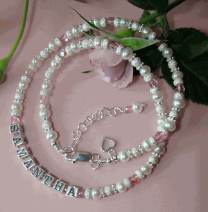 All Bright Stardust Freshwater Perfect Pearl Birthstone Name Necklace