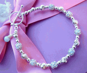 Sterling Silver Ladies Adult Toggle Aquamarine Birthstone Gemstone Bracelet 