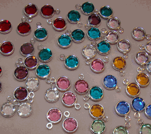Swarovski Crystal Silver Bezel Birthstone Necklace Charms