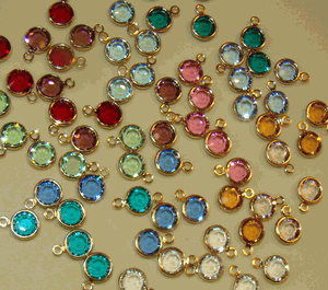 Swarovski Crystal Gold Bezel Birthstone Necklace Charms