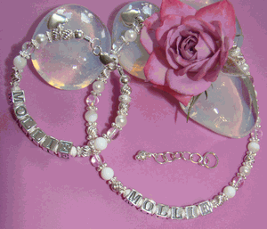 Natural Gemstone Birthstone April Quartz White Pearl Mother and Daughter Bracelets