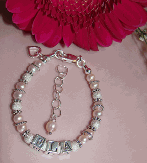 Pink Freshwater Pearls Bali Ring Stardust Adult Name Bracelet