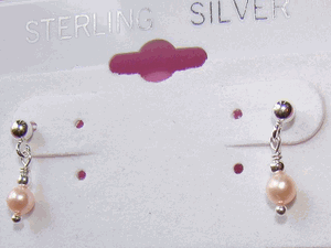 Sterling Silver Tiny Petite Freshwater Pink or White Pearl Earrings
