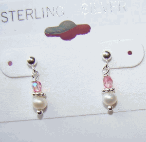Tiny Bright Sterling Silver Freshwater White Pearl Birthstone Earrings