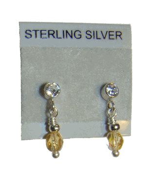 Sterling Silver Fire Czech Glass Cubic Zirconia Birthstone Earrings