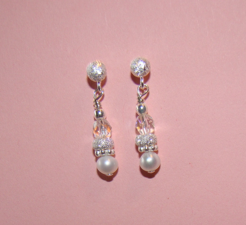 All Bright Stardust Freshwater Pearl Birthstone Silver Earrings