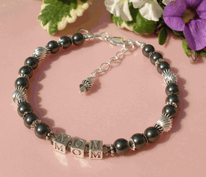 Swarovski Crystal Pearls White Black or Pink Bali Silver Custom Name Bracelet