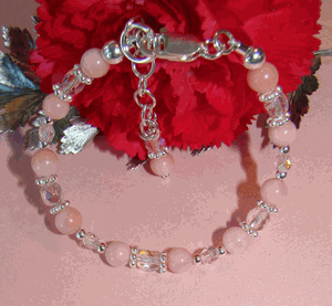 Organic Pink Coral Gemstone and Rosaline Crystals Bracelet Anklet