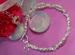 Birthstone Crystals Double Strand Matte Sterling Silver Ladies Bracelet