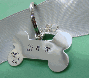 Sterling Silver Large 31mm Dog Bone Identity Name Pendant
