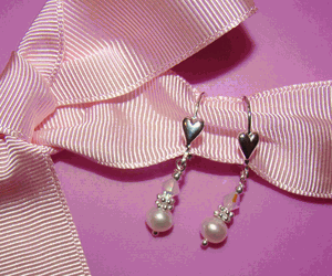 Sterling Silver Heart Lever Back Drop Birthstone Pearl Earrings