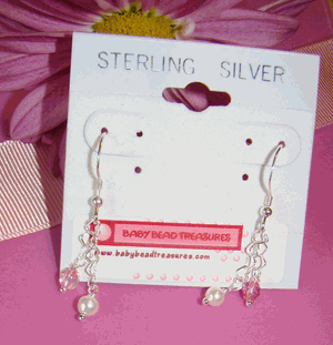 Sterling Silver Pearl Drop Fire Czech Birthstone Heart Accented Earrings