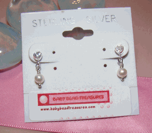 Sterling Silver Cubic Zirconia Heart Earrings - Pearls or Birthstones