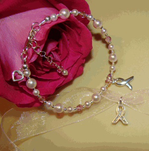 Pink Pearls Pink Crystals Breast Cancer Awareness Bracelet