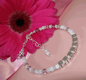 Lavender Gemstones Personalized Custom Name Sterling Silver Bracelet