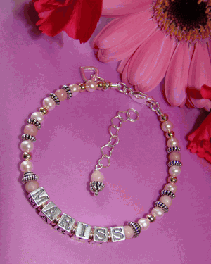 Peruvian Pink Opal Birthstone October Gemstone Name Bracelet