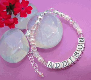 Pretty in Pink Gems Pearls Girls Bracelet - Your Choice of Pink Crystal