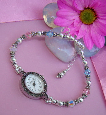 Mothers Sterling Silver Multiple Family Crystal Birthstone Watch